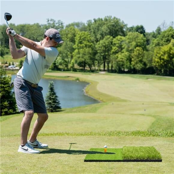 SAPLIZE Foldable Heavy-Duty Golf Hitting Mat, Practice Mat with 10mm EVA Rubber - Picture 6 of 7